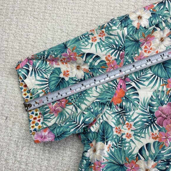 7 Downie St Couture Shirt Mens 6 Tropical Floral AOP Short Sleeve Button-Up - Picture 9 of 16